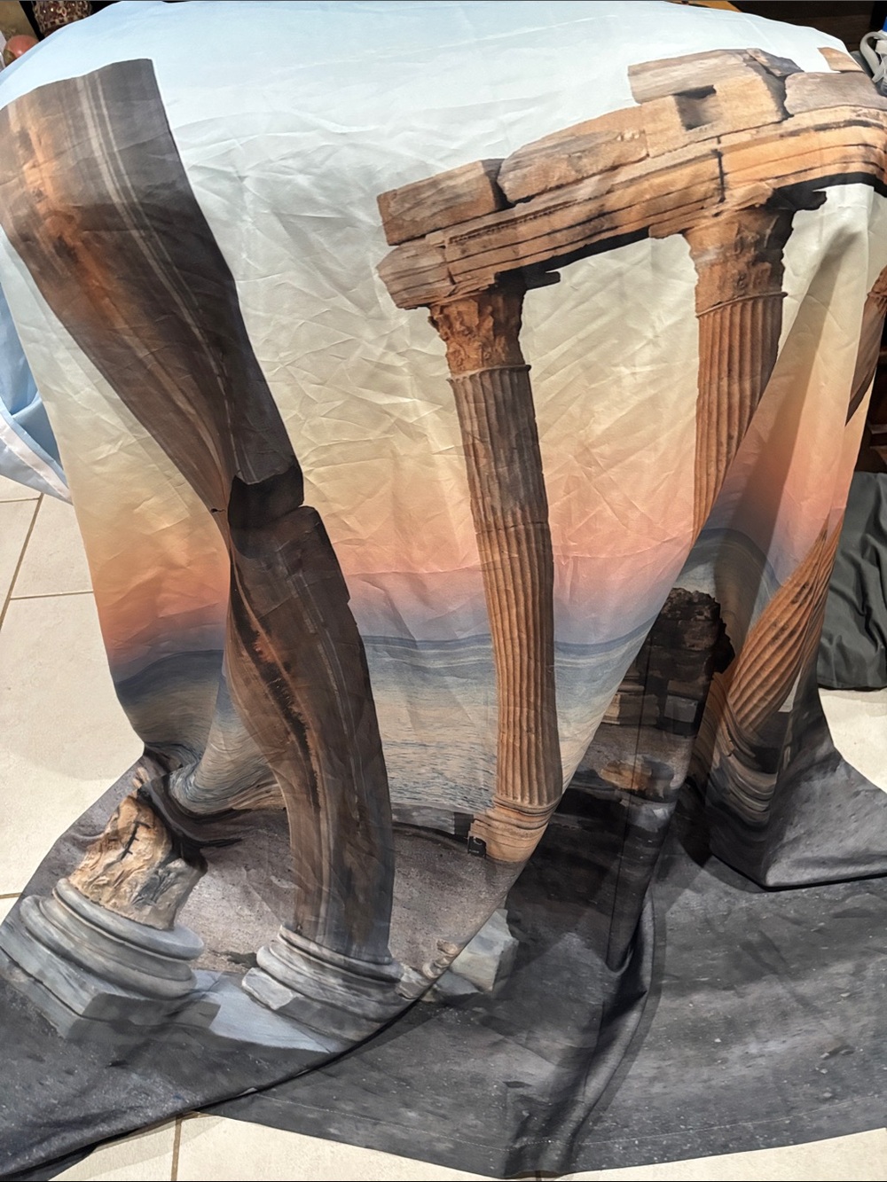 Columns by the Sea Shower Curtain